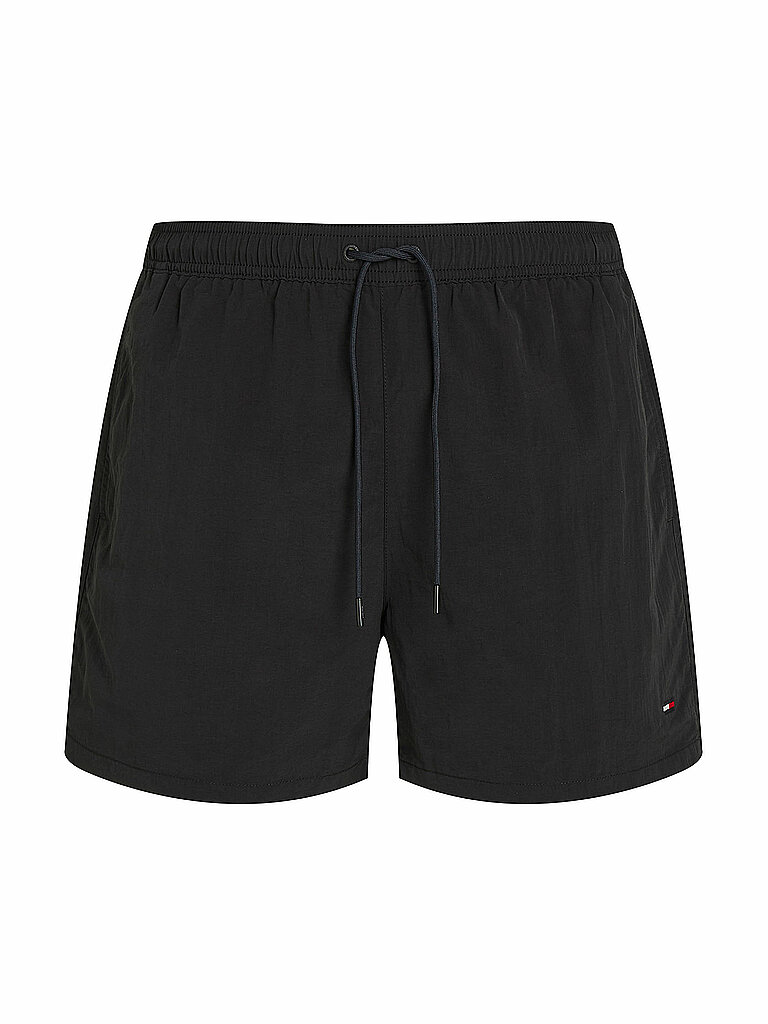 Badeshorts, Gr. S (48), N-Gr, schwarz, Microfaser, Obermaterial: 100% Nylon, TOMMY HILFIGER SWIMWEAR, Badehosen Badeshorts, mit Flag-Stickerei, mittellang, elastischer Bund 2